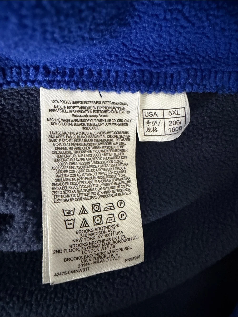 Brooks Brothers Mens Fleece Full Zip Zip Vest Size 5XL Navy Blue